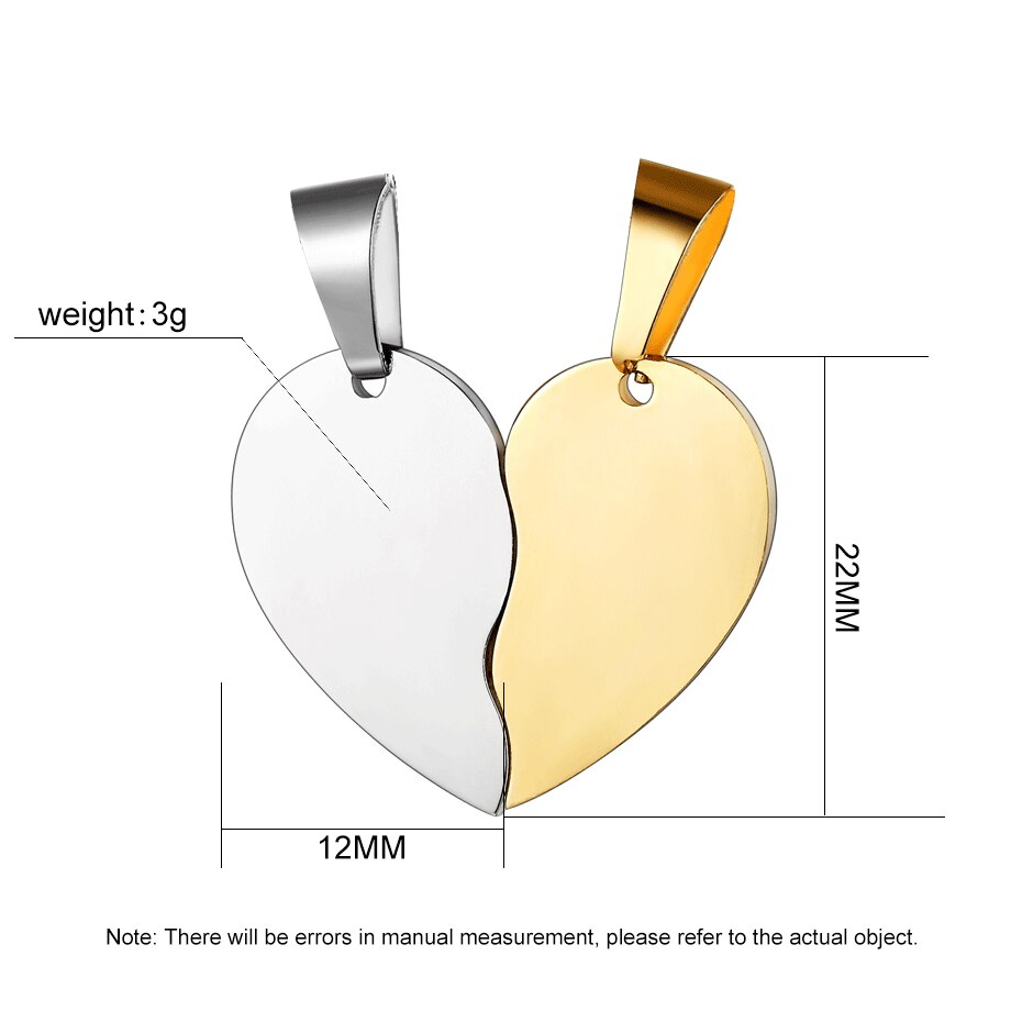 Best friend charm necklace gold silver color simple stainless steel heart pendant female unisex couple birthday have