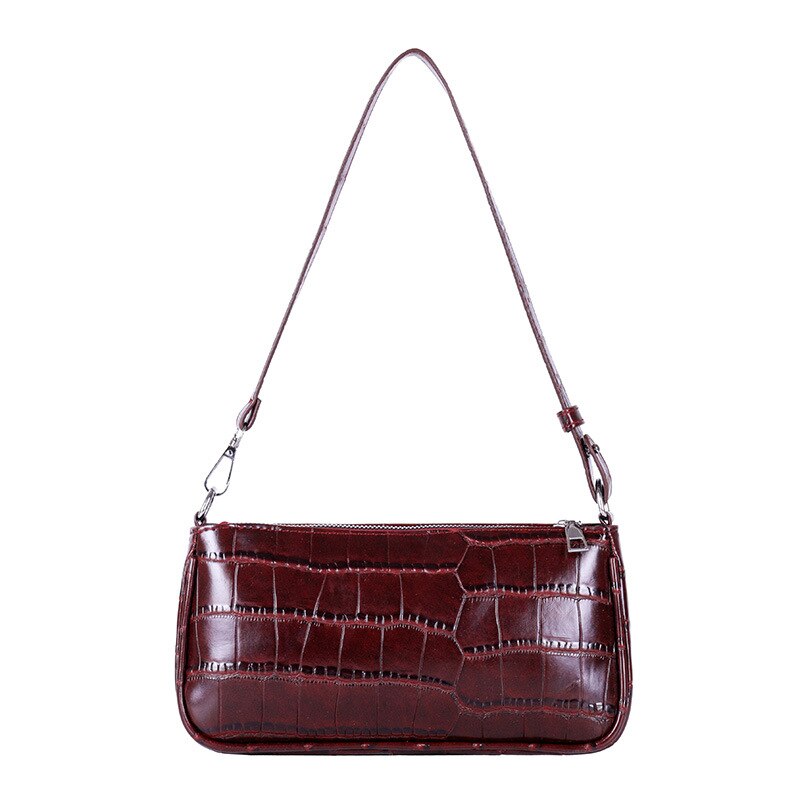 Krokodillenpatroon damestas zomer met rits effen kleur all-match schoudertas messenger shell bag: Rood