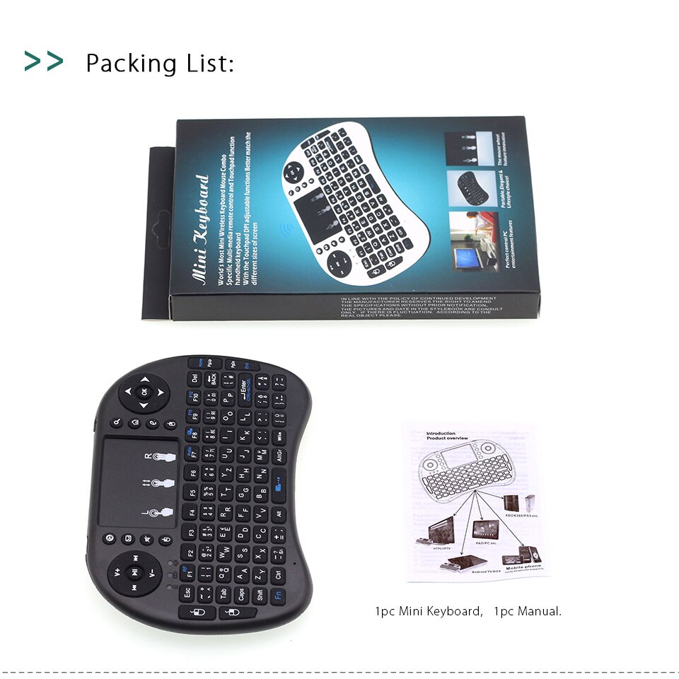 i8 (Deutsch) German English Keyboard 2.4GHz Mini Wireless Keyboard Air Mouse with TouchPad for Android TV Box / Mini PC