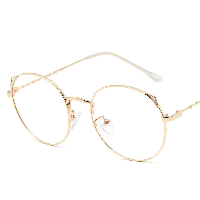 Montura de gafas de Oreja de Gato Retro para mujer, gafas redondas a la , montura de gafas coreanas, gafas de señoras decorativas