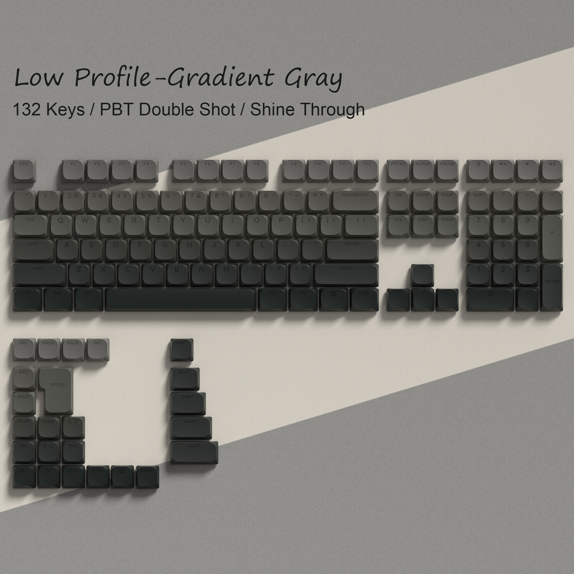 138 toetsen Low Profile PBT Keycaps Custom Double Shot Slim MX Keycaps voor Gateron Cherry MX mechanische schakelaars gamingtoetsenborden: Goud