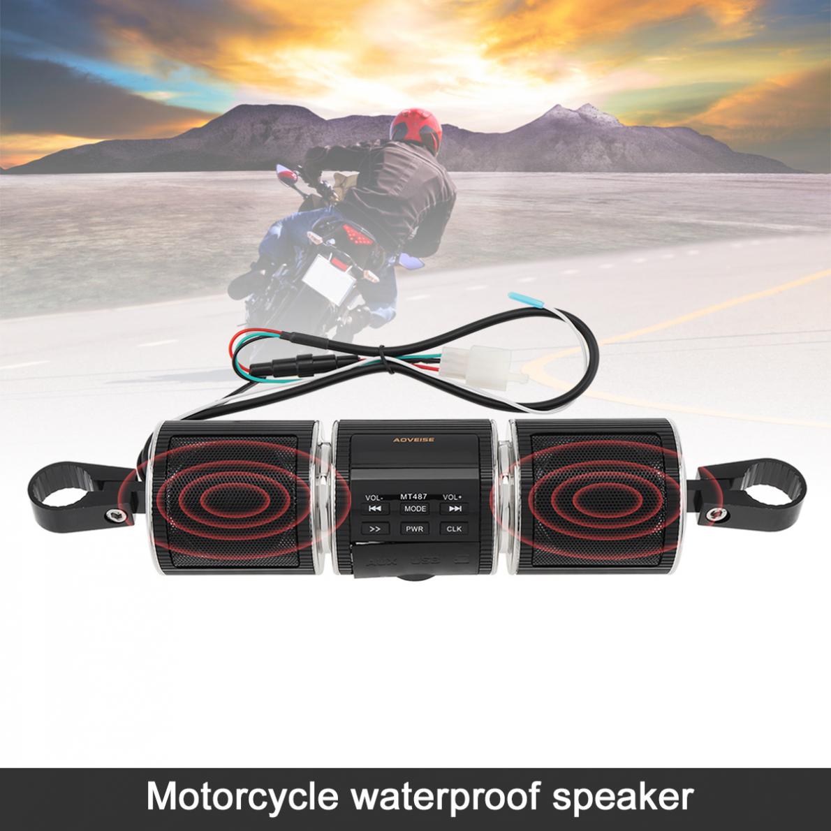 Mt487 vandtæt bluetooth motorcykel fm radio stereo musikafspiller anti-tyveri med usb  mp3 aux interface og skærm