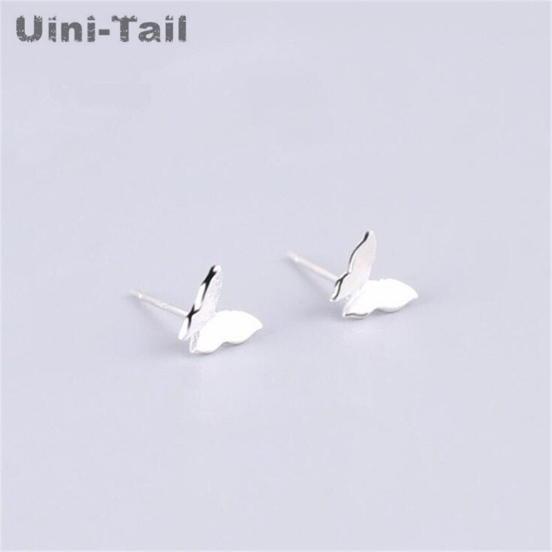 Uini-Tail 925 sterling silver sweet cute brushed butterfly earrings Korean trend hypoallergenic
