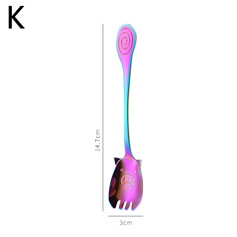Kreative Nette Schwein Geformt Edelstahl Besteck Küche Geschirr Kaffee Tee Löffel Abendessen Gabel Besteck Tabelle Decor 7 Farben: K