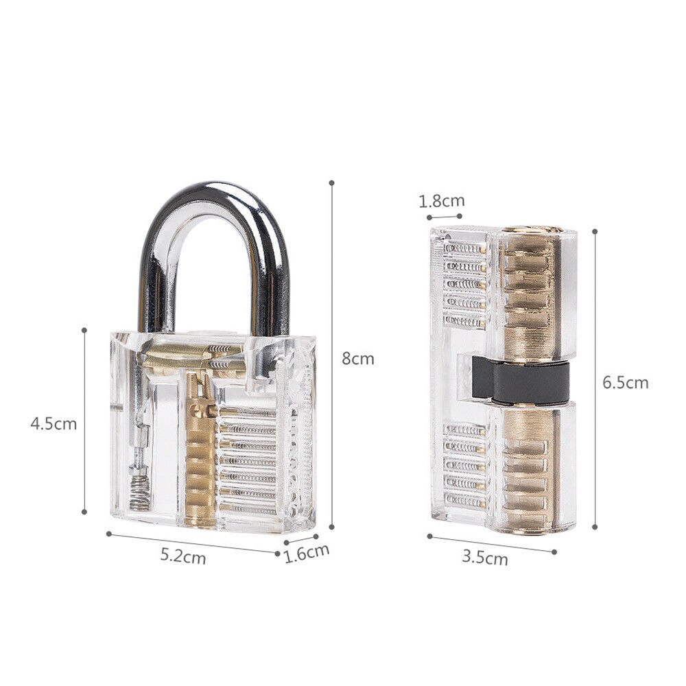 Locksmith Hand Tools Lock Pick Set Transparent Visible Cutaway Practice Padlock With Broken Key Removing Hooks 15pcs/24pcs