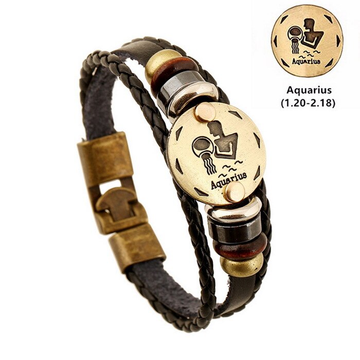 Lederen Armband Vrouwen Sieraden Leeuw Lederen Armbanden &amp; Bangles Charm Brons Legering Gesp Pulseras Mujer Sieraden voor Vrouwen: DK11501