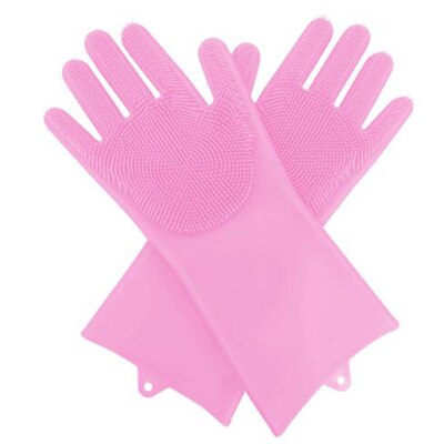 Schoonmaken Handschoenen Keuken Siliconen Schotel Scrubber Handschoen Magic Dish Washing Glove Voor Huishoudelijke Scrubber: Pink