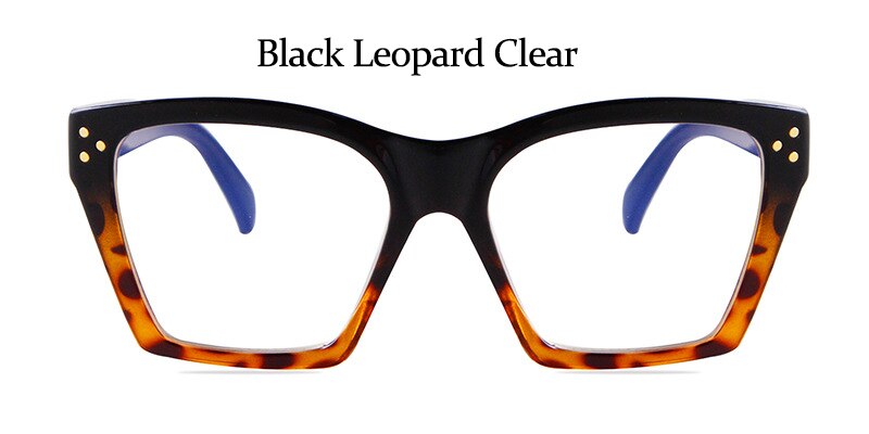 Lunettes léopard à monture carrée transparente pour femmes, verres optiques à la: Black Leopard Clear