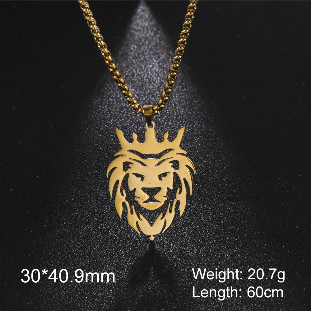 My Shape Roi Lion couronne pendentif collier hommes garçon en acier inoxydable punk animal loup charme collier Hip Hop bijoux,collier garcon enfan,coliers pour enfants garçon de,chaine homme: Cobalt violet