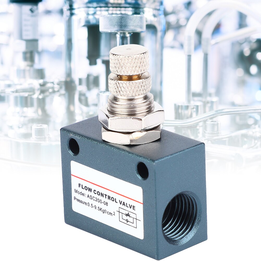 Flow Control Valve ASC200-08 G1/4 Pneumatic Air Flow Speed Control Valve Aluminum Alloy Throttle Valve Electric Magnetic Valve