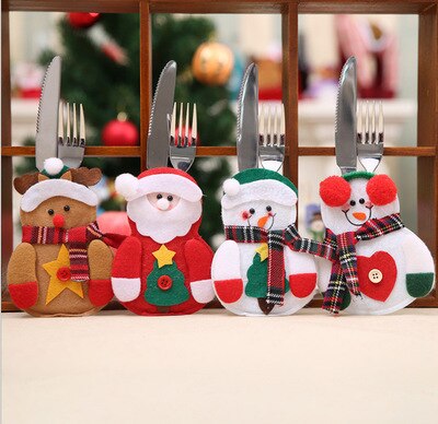 Kerstversiering Kerst tafel decoratie Kerst bestek set Kerstman sneeuwpop bestek set