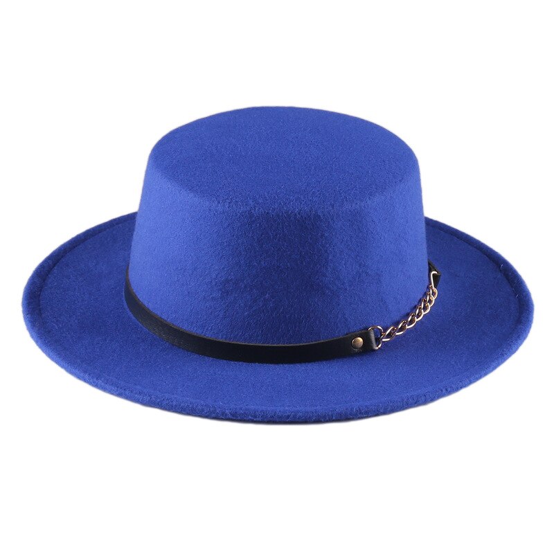 mitation Woolen Round Top Hat For Women's Wide Brim Fedora Hat Gambler Hat: Borland