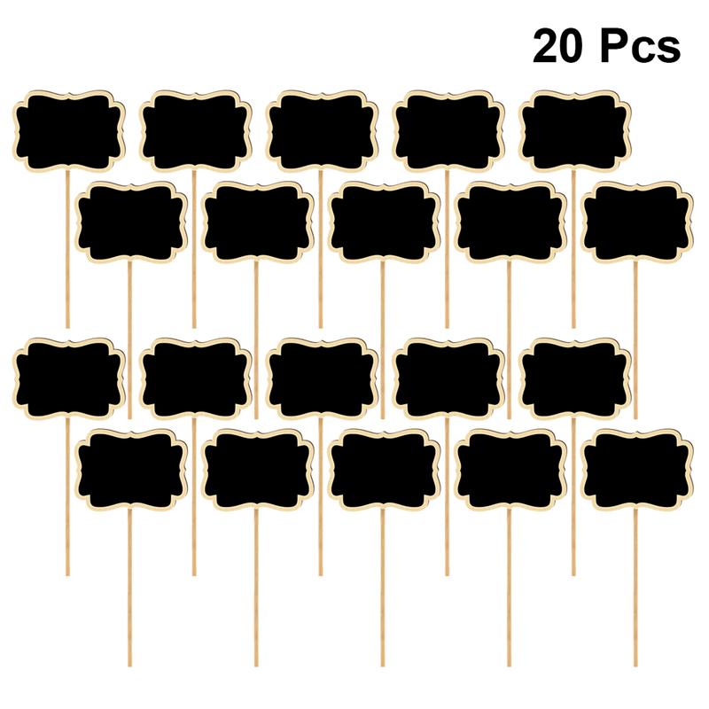 20 pièces tableau noir Toppers en bois tableau d'affichage tableau noir signes plantes de jardin étiquettes marqueurs de jardin étiquette: A