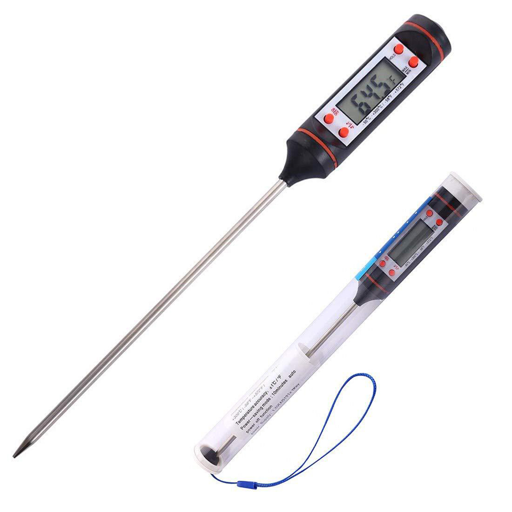 Termómetro de aceite de cocina, termómetro de alimentos con aguja, medidor de temperatura de carne de lectura instantánea, probador con sonda para asar barbacoa y cocina: Oro