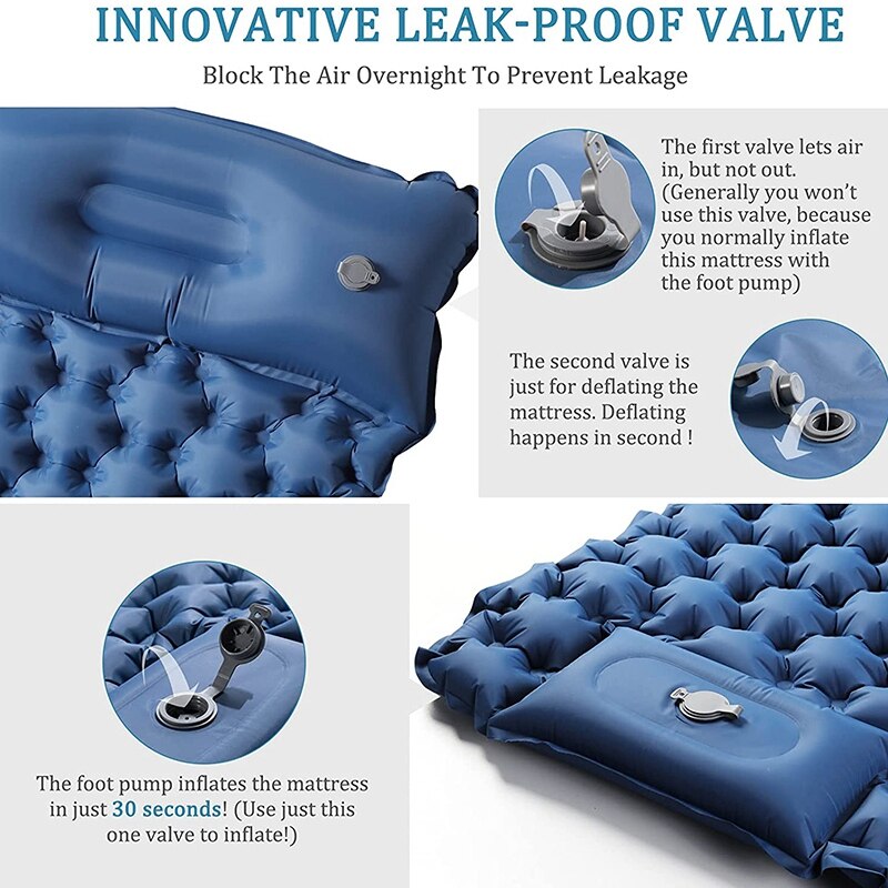 Sleeping Pad for Camping, Inflatable Camping Pad with Foot Press Backpacking Mat for Hiking Travel Camp