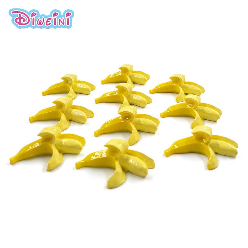 10 stks Simulatie Banaan Miniatuur Beeldje Cartoon Fruit Pretend play Voedsel Keuken Speelgoed Poppenhuis DIY Accessoires Baby Cadeau