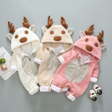 Pasgeboren Baby Jongen Meisje Fleece Cartoon Winter Warm Jumpsuit Hooded Jas Uitloper Kinderkleding Lange Mouw Thuis Kleding