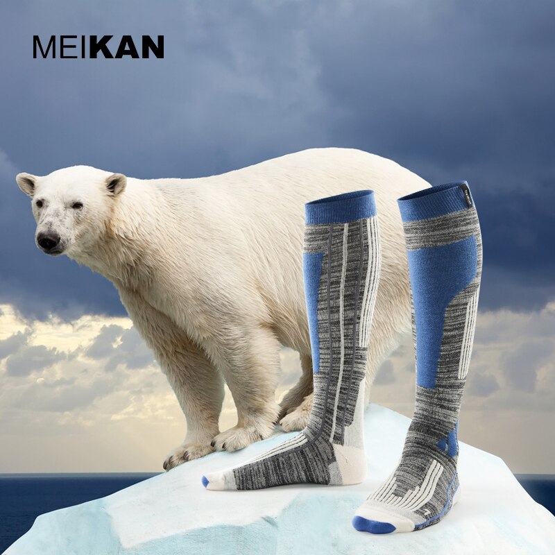 Mksk 2017001 mænd / kvinder merceriseret merino uld ski sokker udendørs tykkere frotté varmt knæ høje lange sokker