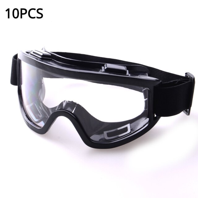 Safety Goggle Anti-splash Dust-Proof WInd-Proof Work Lab Eyewear Eye Protection Industrial Research Safety Glasses Clear Lens: 10pcs Black Goggle