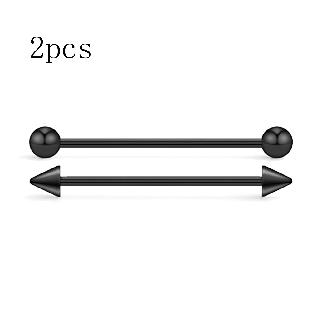 Bolas y púas de calibre 14, pendiente de cartílago de barra Industrial, joyería para Piercing corporal de 32mm, 35mm, 38mm, 40mm, paquete: Rojo / Color dorado