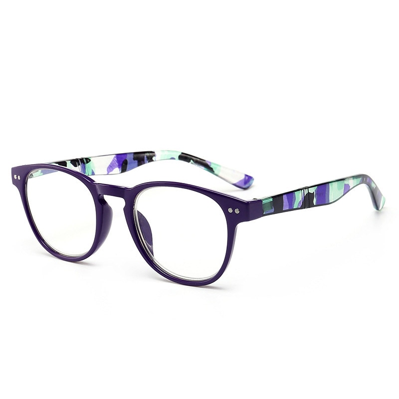 Unisex Reading Glasses Round PC Frame Eyewear Men Purple Blue Far Sight diopter +1.0~4.0