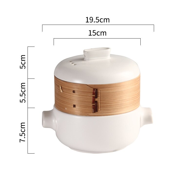Japanese Style Steamer Casserole With Steamer Drawer Soup Pot Stew Pot Bamboo Multilayer Hotel Household Ceramic Casserole ZB182: Burgundy