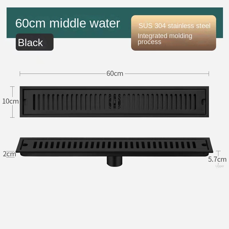 Zwart 20-80 cm verlengde afvoerputje badkamer toilet 304 roestvrij staal grote verplaatsing afvoerputje anti-geur en insectenbestendig: Marineblauw