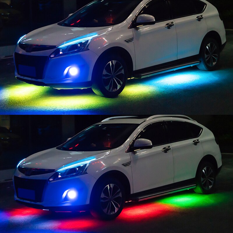 Bil underglød neon accent led strip lys app kontrol rgb auto udvendig undervogn dekorativ ambient atmosfære lampe