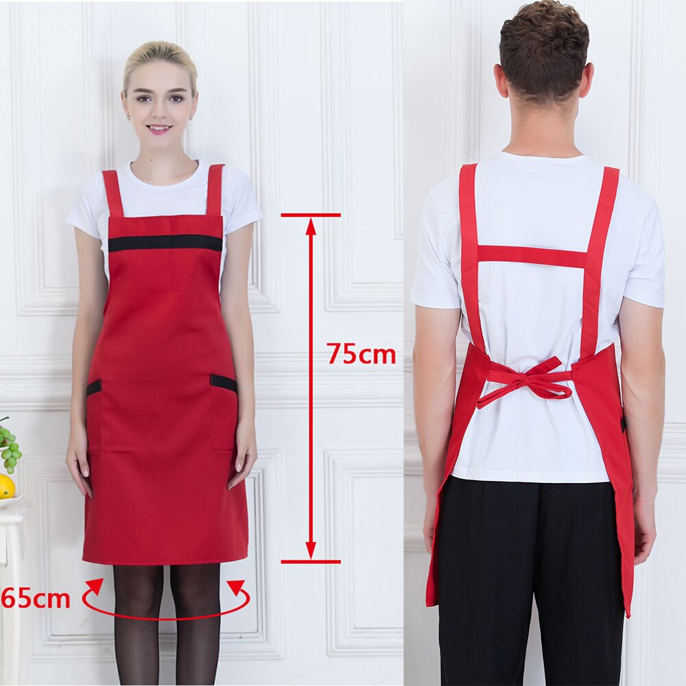 Unisex Thin Thick Style Work Apron Restaurant Two Pockets Strap Hotel Cafe Bakery BBQ Waiter Chef Kitchen Cooking Uniform Aprons