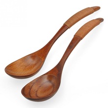 Cuchara de madera de 1/3 Uds., vajilla de laca china, cuchara de sopa de madera resistente al calor, cuchara de estilo kaki con mango marrón, cuchara para beber sopa