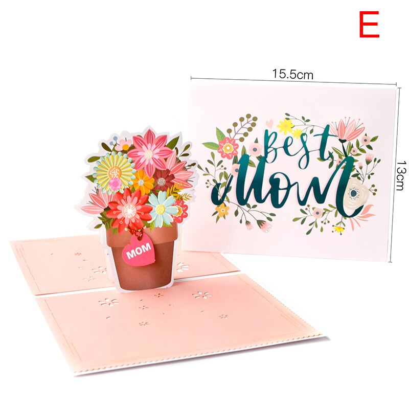 3D Mothers Day Pops Up Cards Beautiful Flowers Card Anniversary Card Thank Greeting Card For Mother F2: e