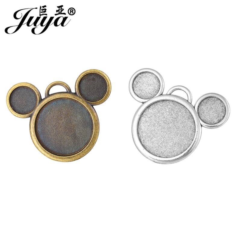 20PCS Lovely Mouse Pendant Cabochon Base 25mm Tray Charms For DIY Necklace Jewelry Making Findings Crafts Supplies Accessories: Mixed