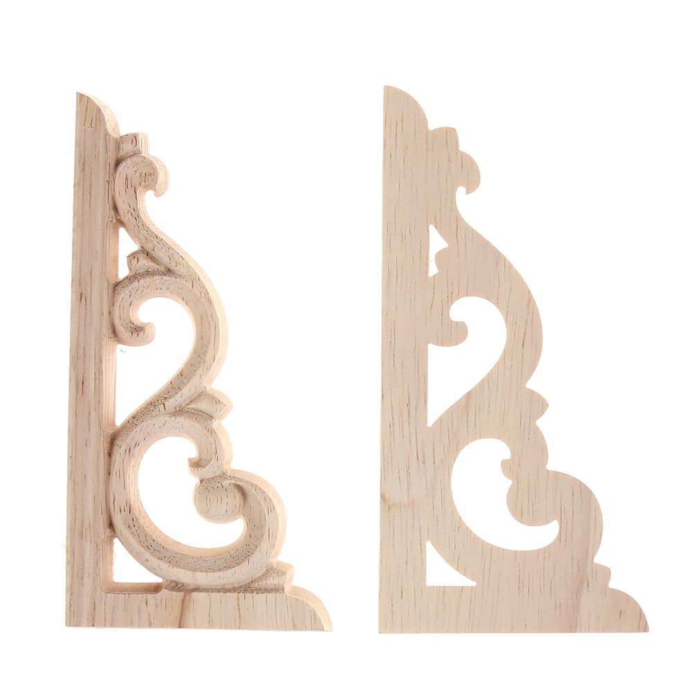 2 Pezzi Decalcomanie Decorative In Legno Intagliato 21x15 Cm - Stile Europeo/Cinese Per Mobili E Pareti - Legno Di Gomma Naturale - 3