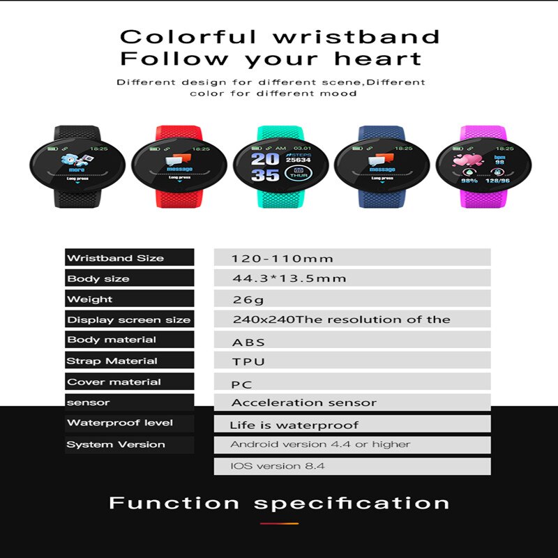 Oled Color Screen Smart Watch Heart Rate Watch Smart Wristband Sport Watches Tracker Smart Band Waterproof Pedometer Smart Watch
