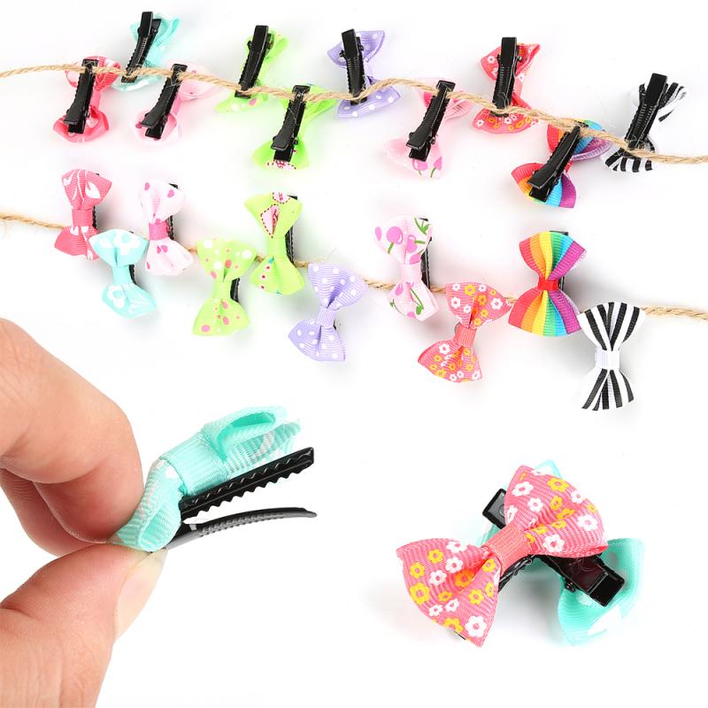 20 Stks/partij Grosgrain Lint Strik Peuter Haar Clips Handgemaakte Bows Baby Meisjes Haarspeldjes Pony Haarspelden Foto Props