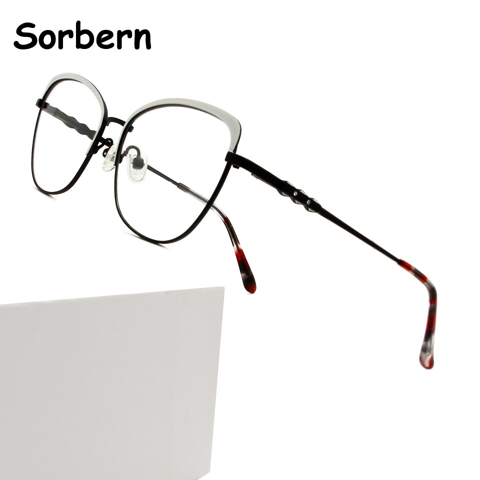 Metalen brilmontuur voor dames, cat eye bril, trendy optische bijziendheid, brilmontuur op sterkte voor dames