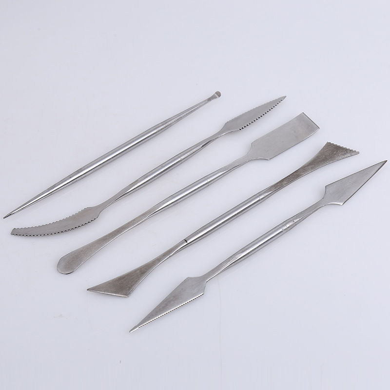 5pcs Stainless steel clay sculpture knife Sculpture tools for modeling ceramic craft double headed Pottery &amp; Ceramics Clay Tool