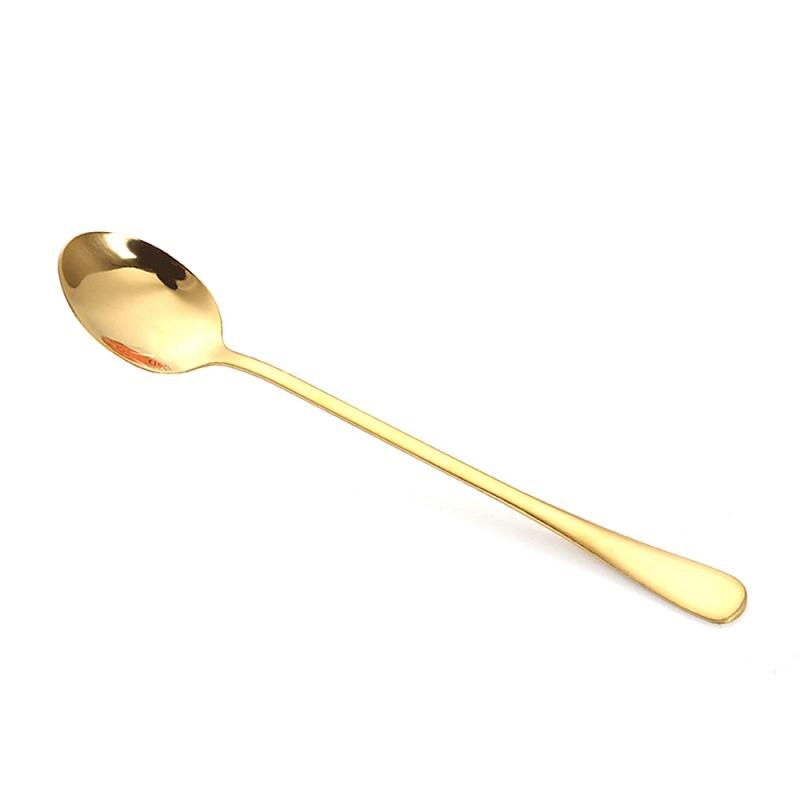 ! Colorful Long Handle Spoon Stainless Steel Coffee Tea Spoons Tip Head Tableware Beauty Mugs Spoons Soup Spoon Kitchen Tools