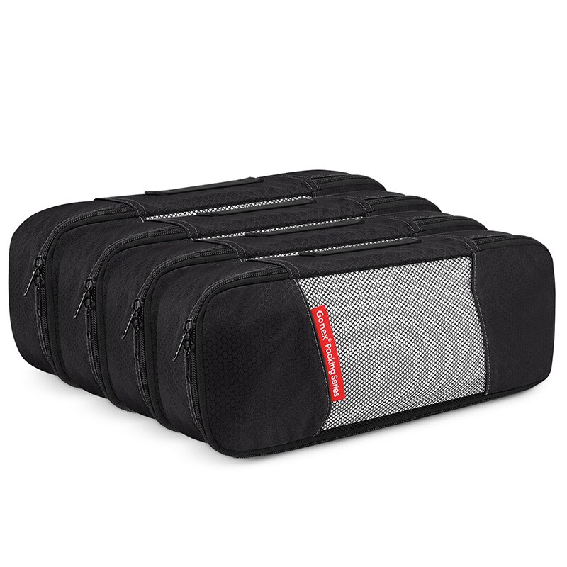 Gonex 4 pièces sacs de rangement de voyage vêtements emballage pochette organisateur de bagages: TYPE 2 Black