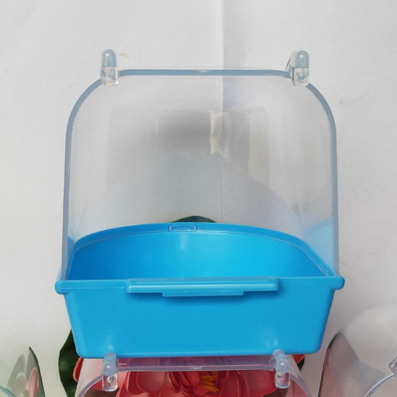 Cute Out Suspension Caged Bird Bath Multi Cage Covered Parrot Bathing Tub for Small Brids Cockatiel Lovebird Bird Grooming