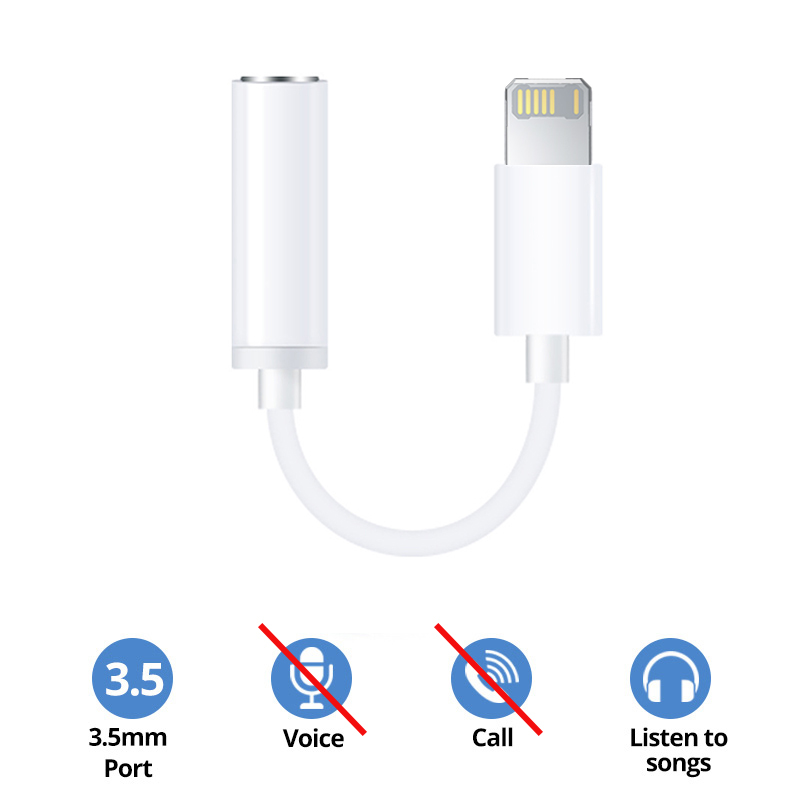 Do Apple iOS HiFi Lightning do 3,5 mm Adapter słuchawkowy Kabel AUX Do iPhone 14 13 12 11 Pro Max X XS Złącze Rozdzielacz audio: WHITE