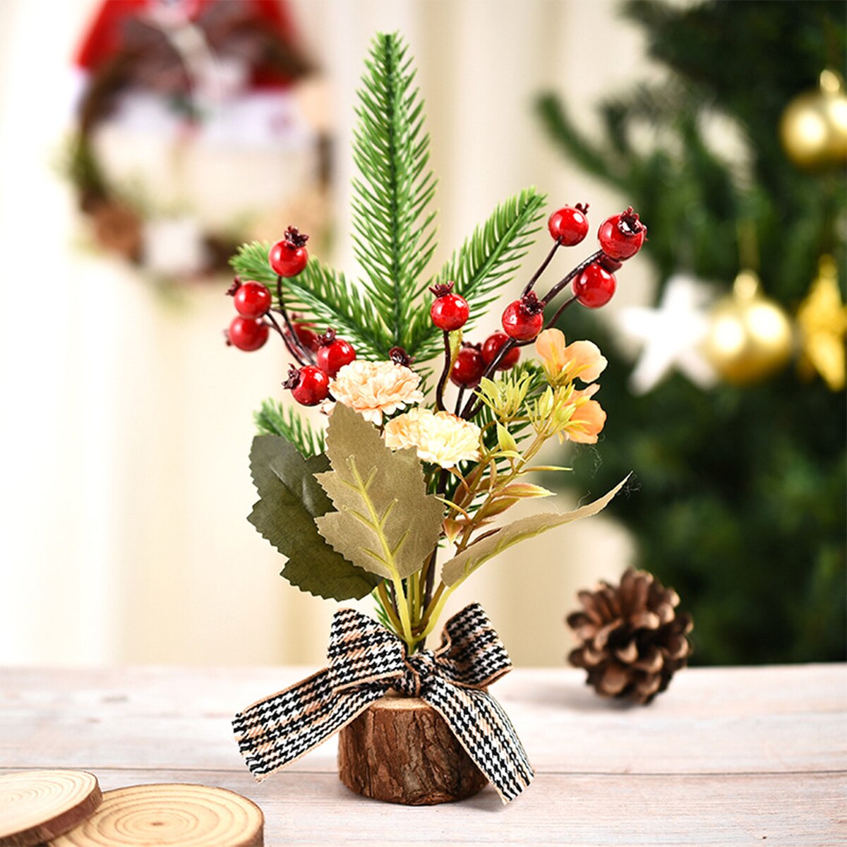 Mini Kerstboom Fruit Decoratie Met Base Jaar Tafelblad Home Party Kunstmatige Ornamenten: B