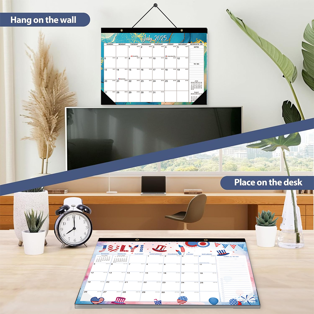 Nyeste kalender 12- måneder fra juli til desember daglig ukentlig månedlig planlegger agenda organizer hjem vegg til hjemmet