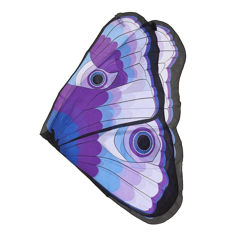 Chal de mariposa para niños y niñas, chal con mariposas de dibujos animados bohemios, accesorio de disfraz, ropa de princesa: Blue