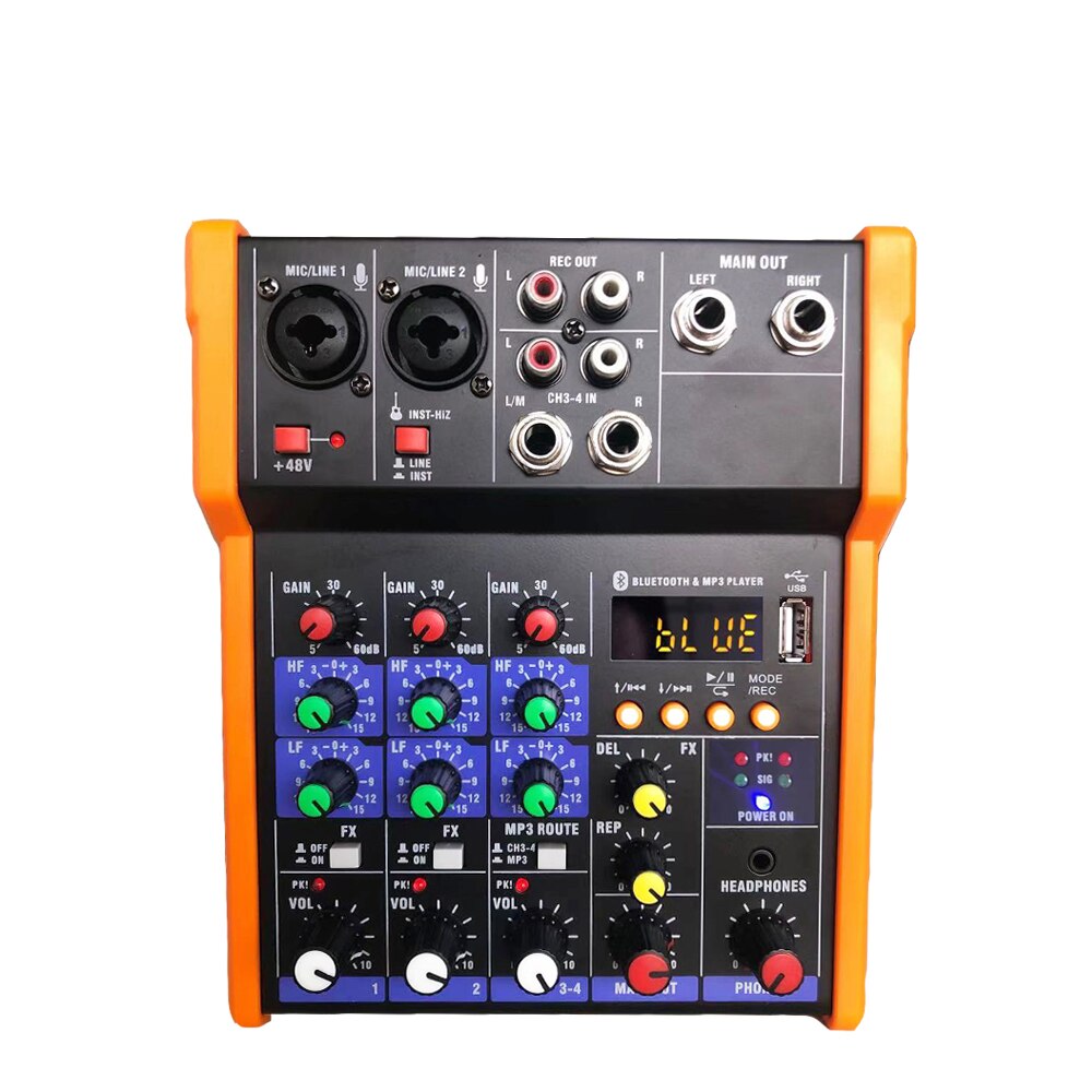 CCX-G4 Portable bluetooth G4 Sound Mixing Console Audio Mixer Record 48V Phantom Power Effects 4 Channels Audio Mixer with USB