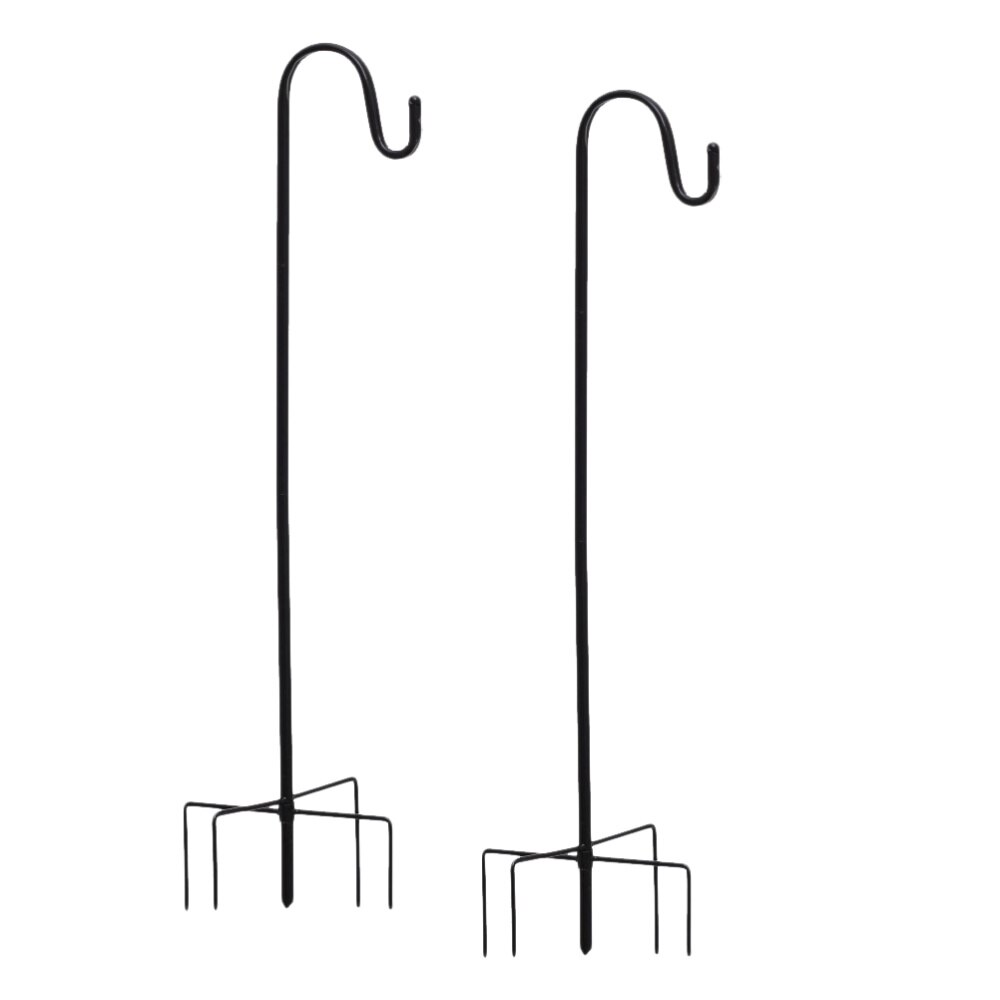 2Pcs Herder Haken Plant Opknoping Haak Tuinieren Tool Iron Plant Stand Voor Tuin Grond Plant Stand Lantaarn Stake (zwart)