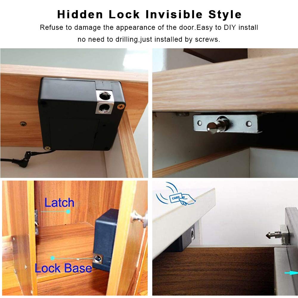 SMart Electronic Lock No Hole Installation Invisible Hidden RFID Furniture Keyless Door Lock For Drawer/Cabinet Sensor Locker
