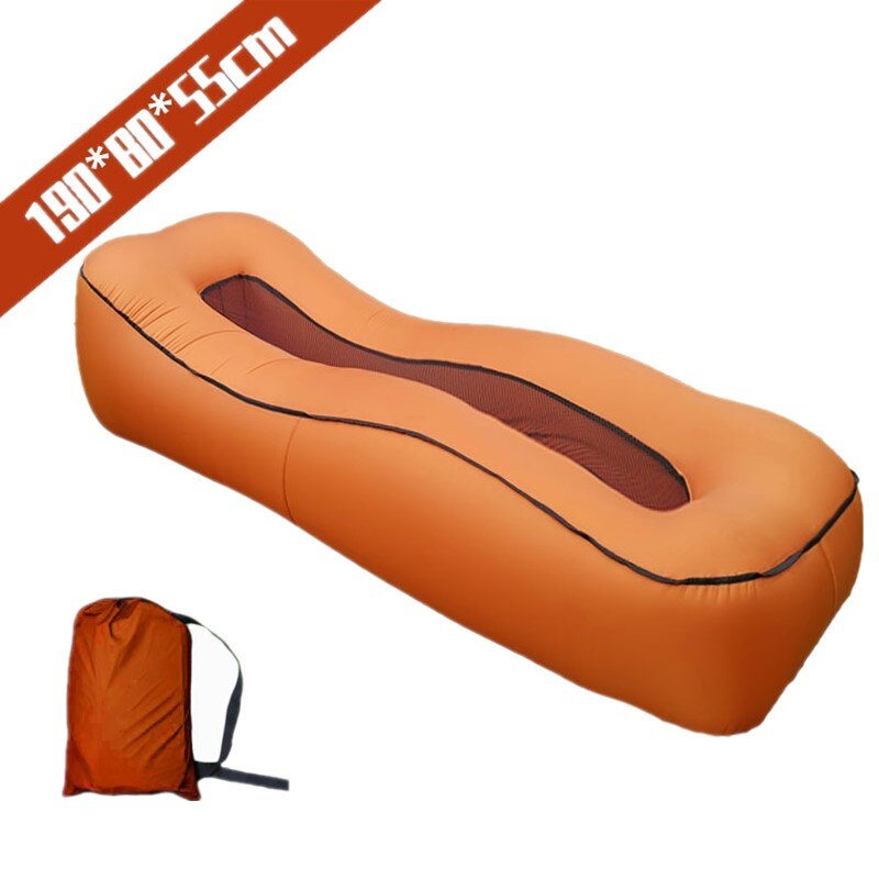 Outdoor Foldable Inflatable Sofa Bag Waterproof Air Couch Lazy Beach Lounger Portable Office Sleeping Daybed Garden Furniture: Orange