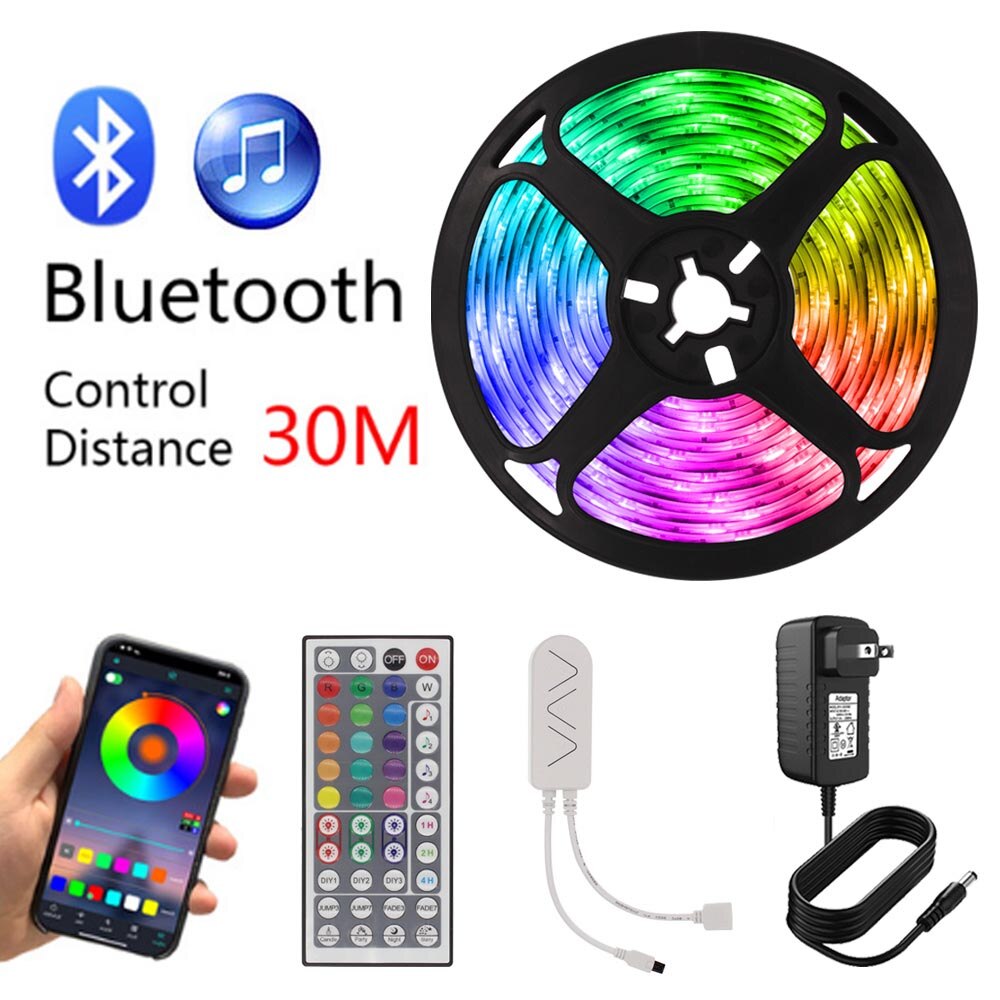 20M 50ft Tuya Wifi LED Strip 12V 5m Work with Alexa Google Assistant Bluetooth Control RGB 5050 Tape Ribbon Neon Light for Room: Bluetooth Control / 20M 65.6ft