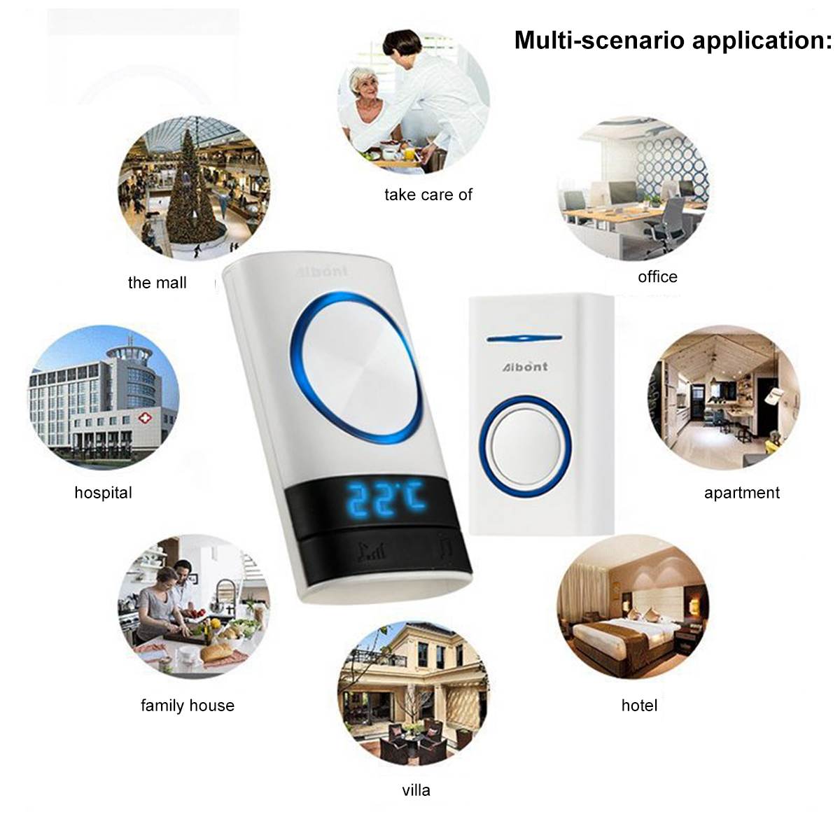 45 polyfoniska ringsignaler trådlös dörrklocka 200m sortiment us eu uk au plug home intelligent dörrklocka ringsignal 1 knapp mottagare